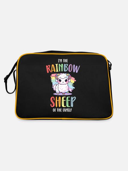 Rainbow Sheep LGBT Lesbisch Schwule Community Stolz - Retro Tasche - Schwarz/Gold - Hinten