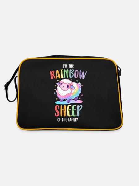 Rainbow Sheep LGBTQ Transgender Pride Community - Retro Tasche - Schwarz/Gold - Hinten