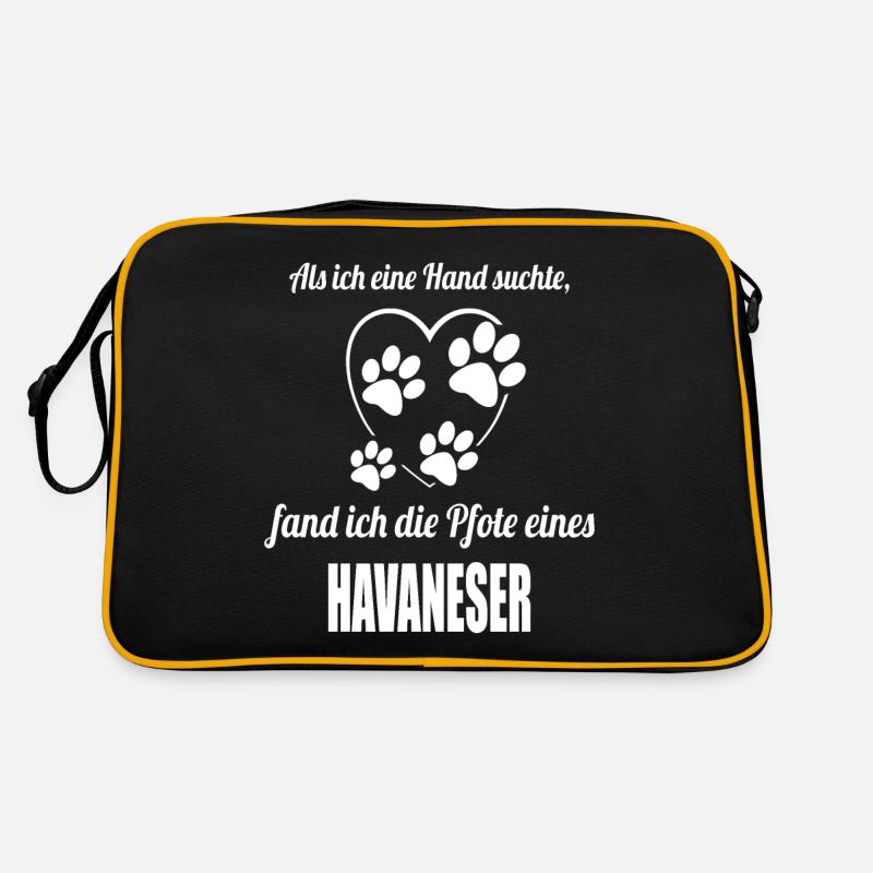 Hand & Pfote - Spruch - Havaneser - Retro Tasche - Schwarz/Gold