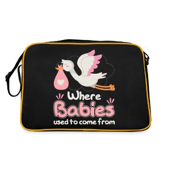 Where Babies Used To Come From Stork - Retro Tasche - Schwarz/Gold - Hinten