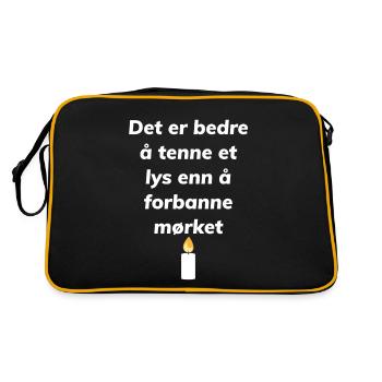 "Light the Light: Defeat the Darkness With Inspirational Clothing!" - Retro Bag - black/gold - Back