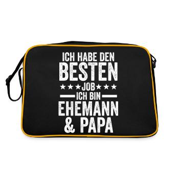Beste Ehemann Und Papa Der Welt - Retro Tasche - Schwarz/Gold - Hinten