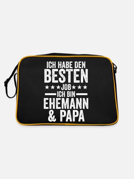 Beste Ehemann Und Papa Der Welt - Retro Tasche - Schwarz/Gold - Hinten
