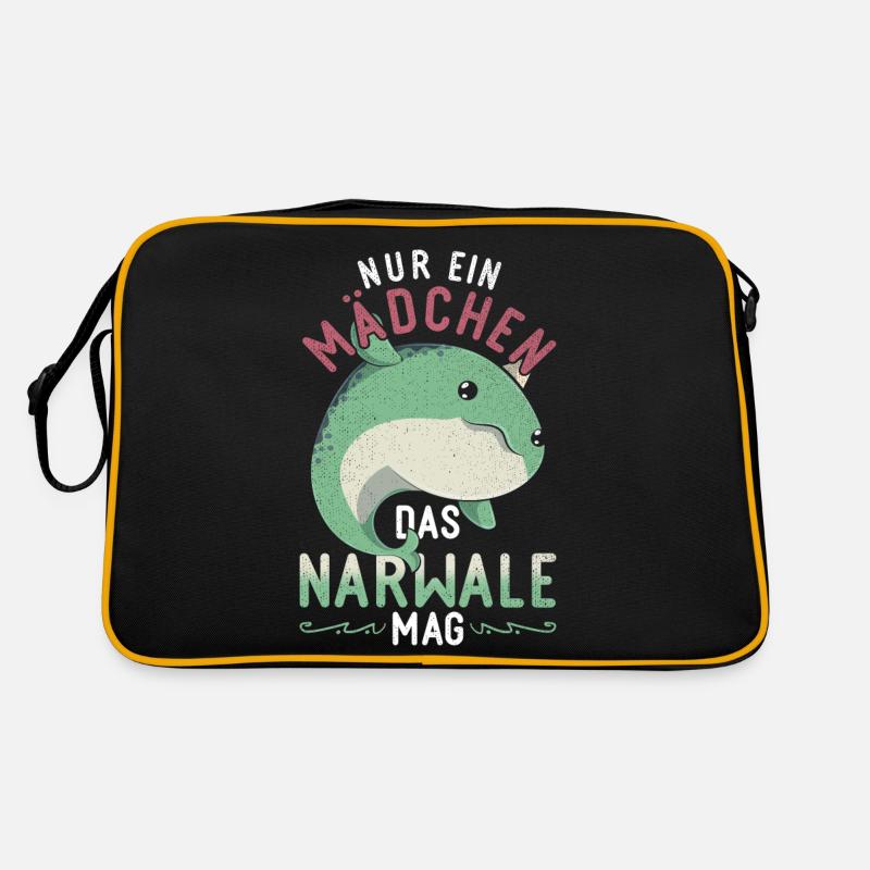 Nur ein Mädchen das Narwale mag Ozean Tier Narwal Retro Tasche