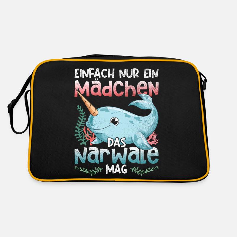 Einfach nur ein Mädchen das Narwale mag Narwal Retro Tasche