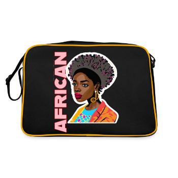Black lady with African lettering - Retro Bag - black/gold - Back