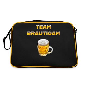 Team Bräutigam mit Bierkrug - Retro Tasche - Schwarz/Gold - Hinten