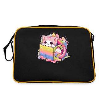 Cute Kitty Rainbow Pride LGBT Transgender Cat Pun - Retro Bag - black/gold - Back