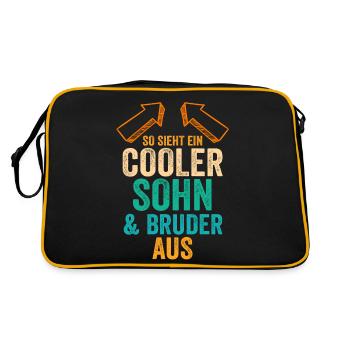 Sohn Bruder - Retro Tasche - Schwarz/Gold - Hinten