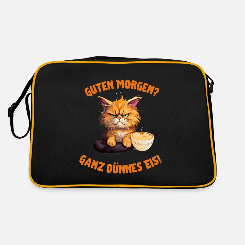 Guten Morgen? Ganz dünnes Eis! Morgenmuffel Katze Retro Tasche