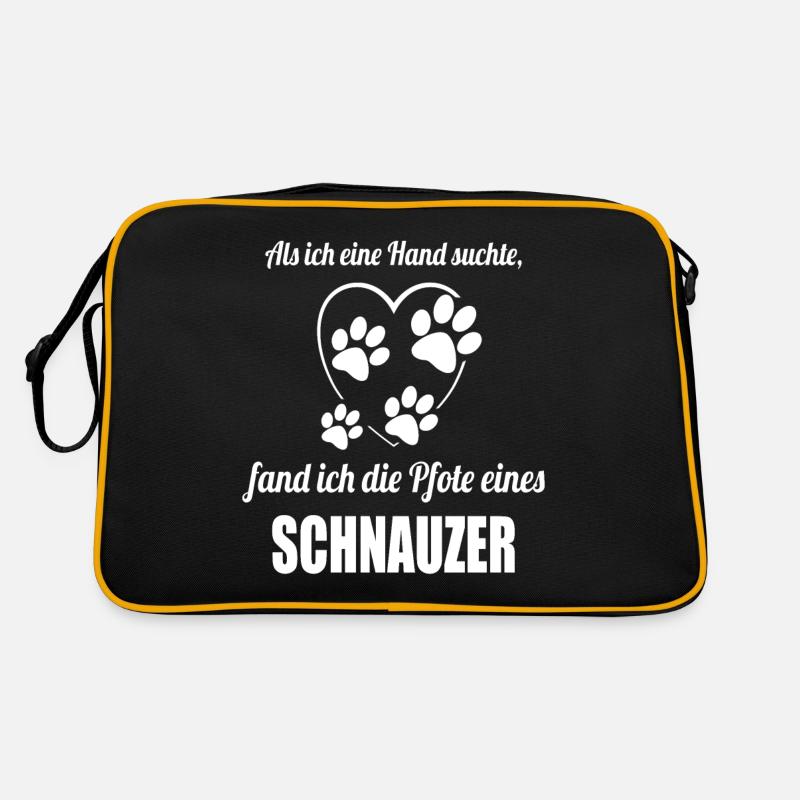 Hand & Pfote - Spruch - Schnauzer - Retro Tasche - Schwarz/Gold