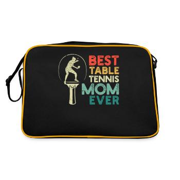 Beste Tischtennis-Mutter aller Zeiten Lustiger - Retro Tasche - Schwarz/Gold - Hinten