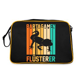 Reptilien Bartagame Bartagamen - Retro Tasche - Schwarz/Gold - Hinten
