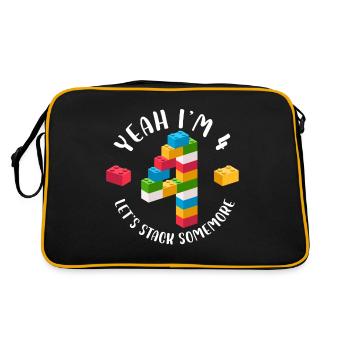 Yeah I'm 4 Let's stack some more - Retro Tasche - Schwarz/Gold - Hinten