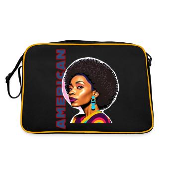 Femme noire avec lettrage américain - Sac Retro - noir/or - Dos