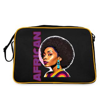 Black woman with American lettering - Retro Bag - black/gold - Back