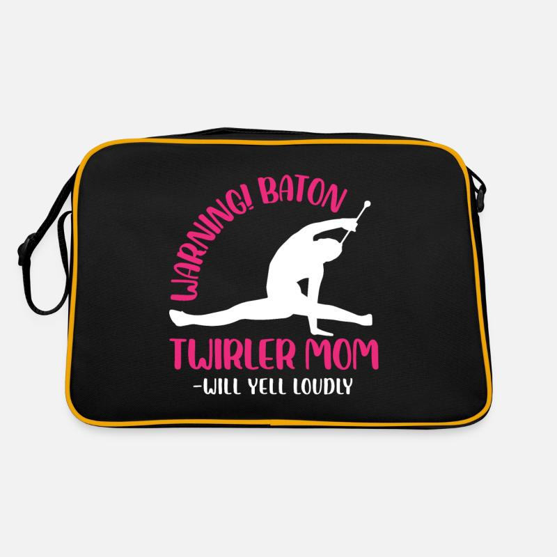 Warning! Baton twirling Mom- Will Yell loudly Retro Tasche