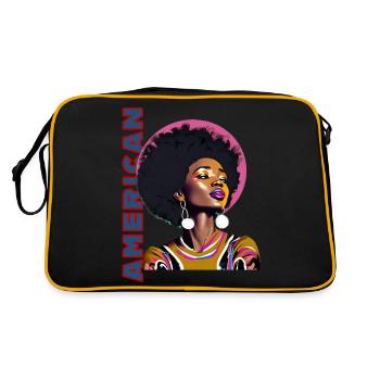 Black woman with American lettering - Retro Bag - black/gold - Back