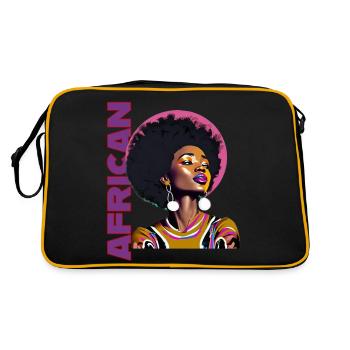 Black Woman with African lettering - Retro Bag - black/gold - Back