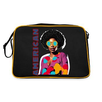 Black Woman with American lettering - Retro Bag - black/gold - Back
