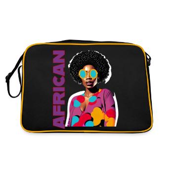 Black Woman with African lettering - Retro Bag - black/gold - Back