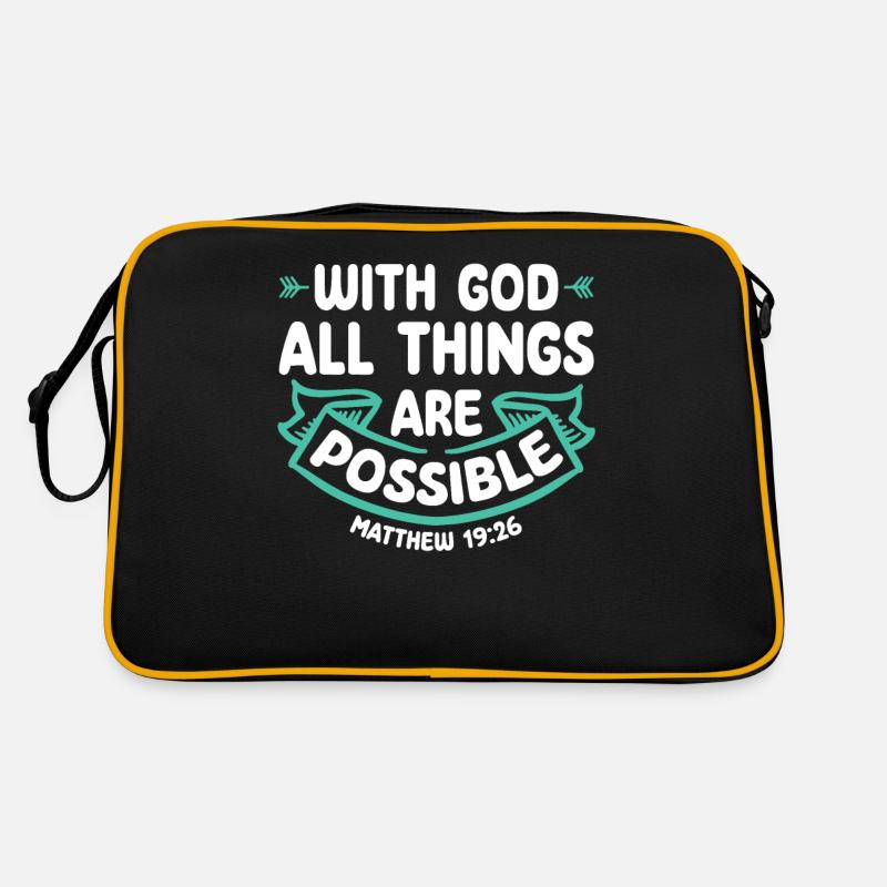 Bei Gott Sind Alle Dinge Möglich Bibelvers Jesus - Retro Tasche - Schwarz/Gold