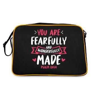 Vous êtes terrible et merveilleusement fait verset biblique - Sac Retro - noir/or - Dos