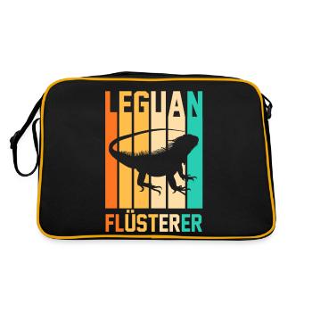 Leguan Flüsterer - Retro Tasche - Schwarz/Gold - Hinten