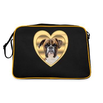 Boxeur allemand - Amoureux des chiens - Cœur de chien - Sac Retro - noir/or - Dos