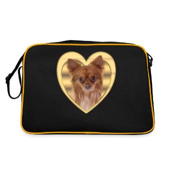 Chihuahua - Dog Lover - Dog Heart - Retro Bag - black/gold - Back