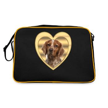Epagneul Breton - Amoureux des chiens - Cœur de chien - Sac Retro - noir/or - Dos