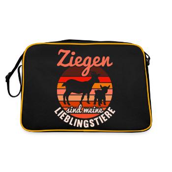 Lieblingstier Bauer Lustiges Geschenk Retro Ziege - Retro Tasche - Schwarz/Gold - Hinten