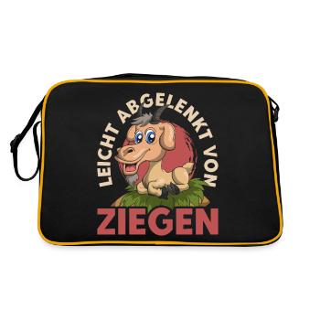 Bauernhof Tier Bauer Lustiges Geschenk Ziege - Retro Tasche - Schwarz/Gold - Hinten