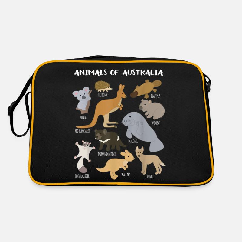 Tiere Australiens Australische Tierpädagogik - Retro Tasche - Schwarz/Gold