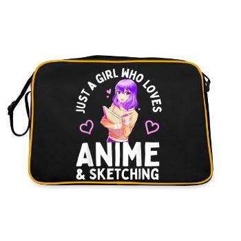 Anime and Sketching Just a Girl Who Loves Anime - Retro Bag - black/gold - Back