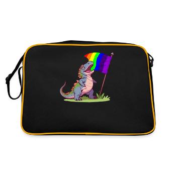 Funny Dinosaur LGBT Community Pride Lesbian Gay - Retro Bag - black/gold - Back