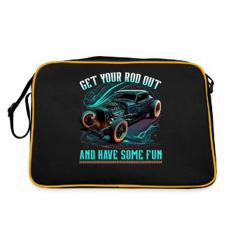 Hot Rod Get Your Rod Out, Muscle Car Rat Rod - Retro Tasche - Schwarz/Gold - Hinten