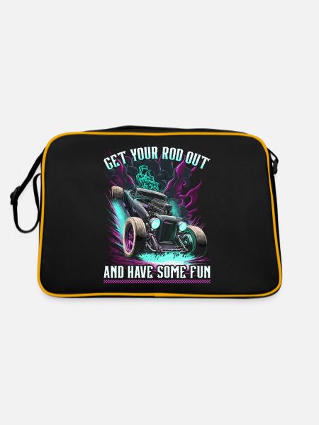 Hot Rod Sortez votre tige, Muscle Car Rat Rod - Sac Retro - noir/or - Dos