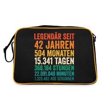42 Jahre Zweiundvierzigster Geburtstag - Retro Tasche - Schwarz/Gold - Hinten