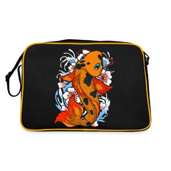 Koi Karpfen - Retro Tasche - Schwarz/Gold - Hinten