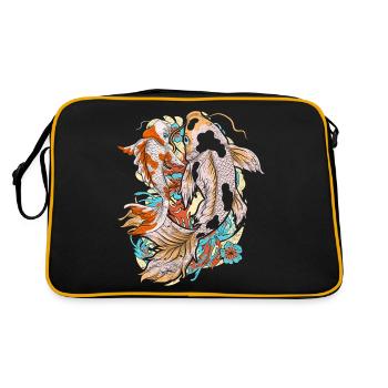 Japanischer Koi Fischzüchter Geschenk Koi Karpfen - Retro Tasche - Schwarz/Gold - Hinten