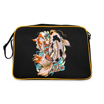 Japanische Koi Fischzucht Geschenk Koi Karpfen - Retro Tasche - Schwarz/Gold - Hinten
