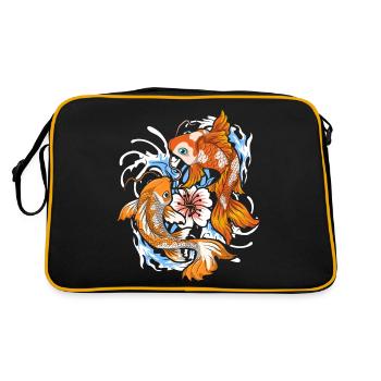 Japanischer Koi Fisch Geschenk Japan Koi Karpfen - Retro Tasche - Schwarz/Gold - Hinten