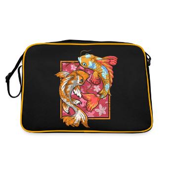 Sakura Fischzüchter Geschenk Japan Koi Karpfen - Retro Tasche - Schwarz/Gold - Hinten