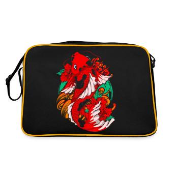 Japanischer Nishikigoi Geschenk Japan Koi Karpfen - Retro Tasche - Schwarz/Gold - Hinten