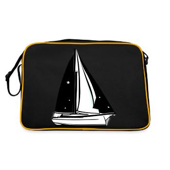 Segelboot Segelsport Segelschiff Segeln Segler - Retro Tasche - Schwarz/Gold - Hinten
