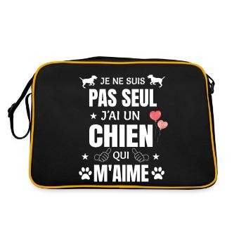 Je ne suis pas seul j'ai un chien qui m'aime - Sac Retro - noir/or - Dos