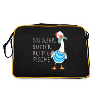 Nu aber Butter bei die Fische - Retro Tasche - Schwarz/Gold - Hinten