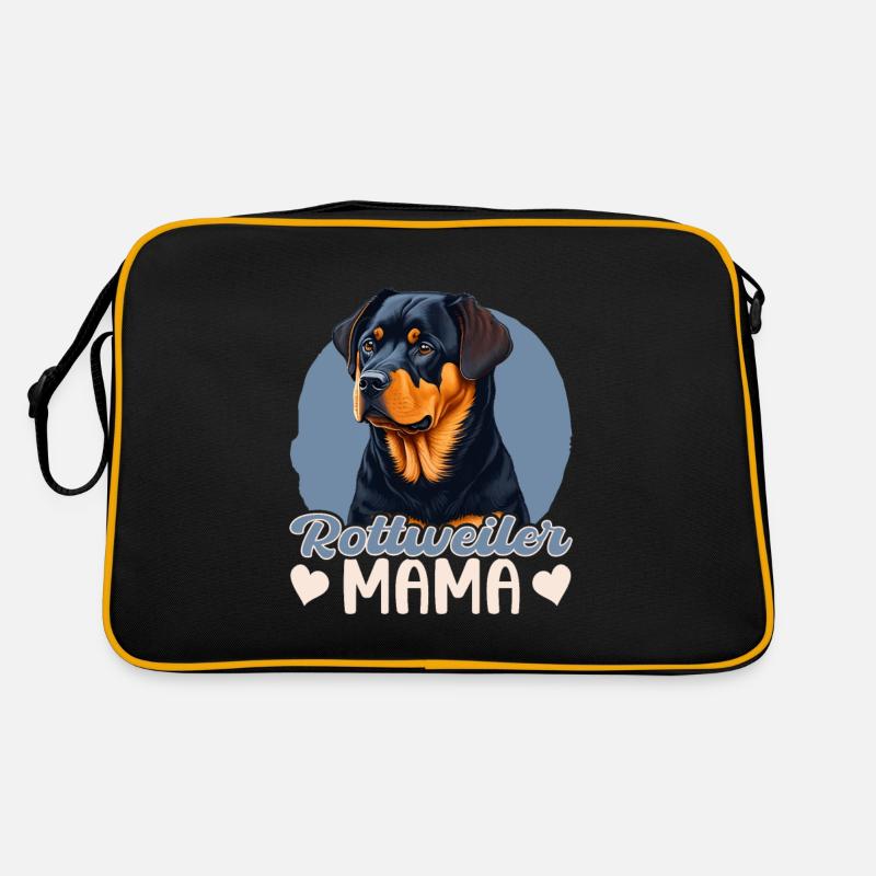 Rottweiler Mama - Retro Tasche - Schwarz/Gold