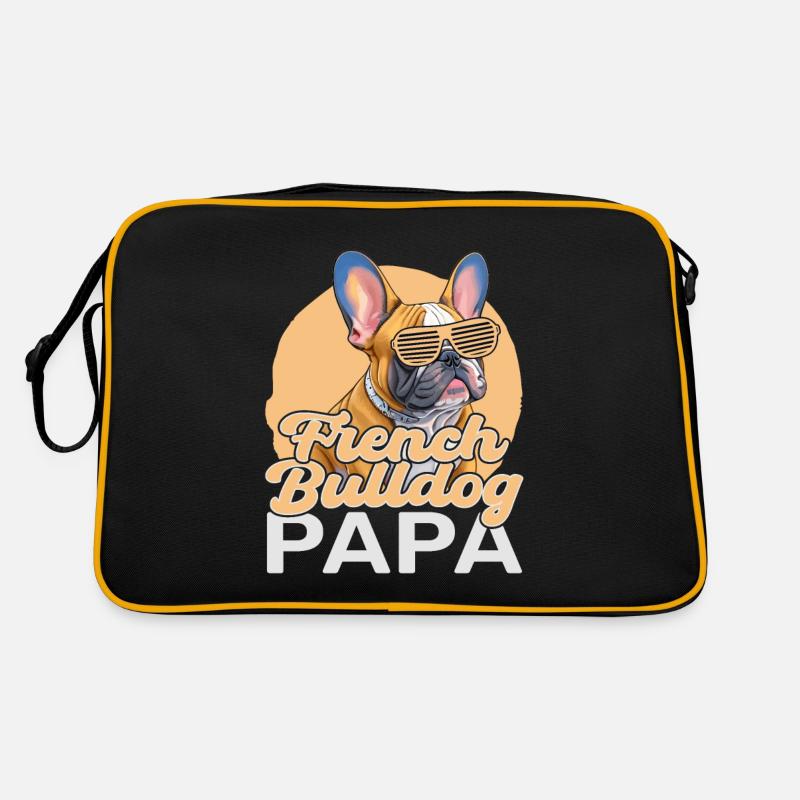 Papa bouledogue français - Sac Retro - noir/or